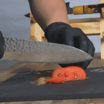 Aurora chef knife slicing