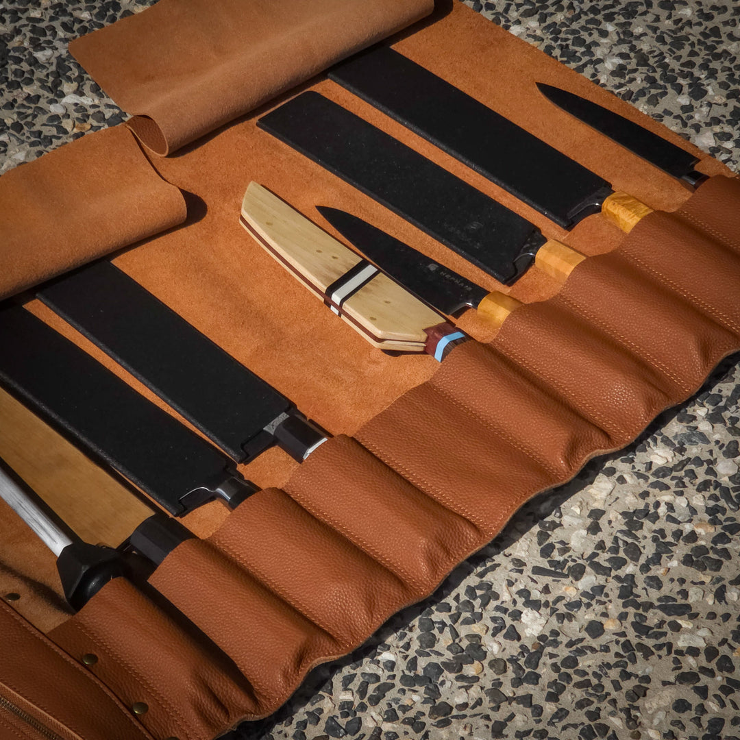 Leather Knife Roll Bag — 10 Pockets HEPHAIS
