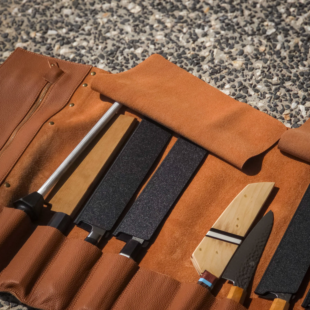 Leather Knife Roll Bag — 10 Pockets HEPHAIS