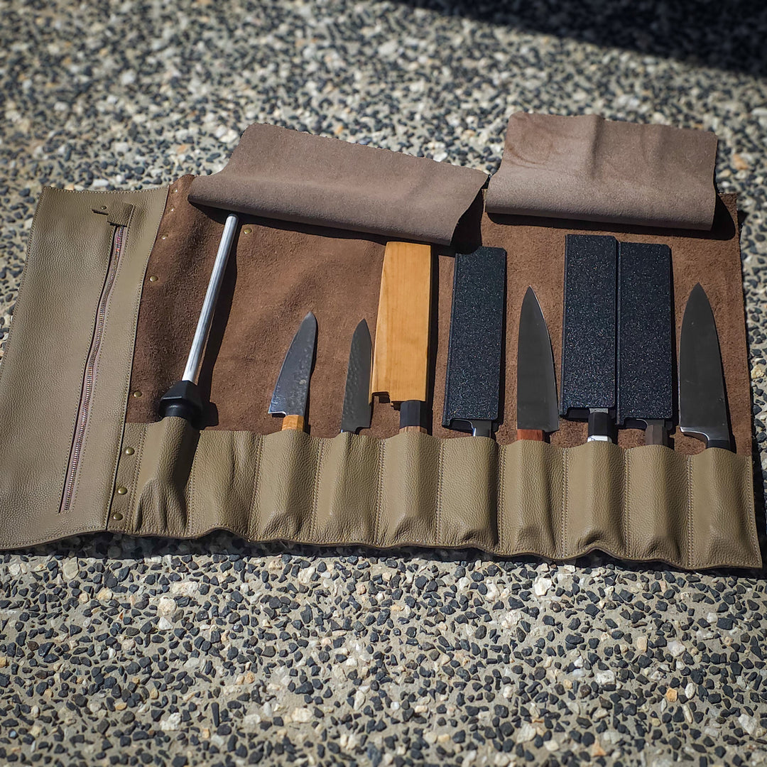 Leather Knife Roll Bag — 10 Pockets HEPHAIS