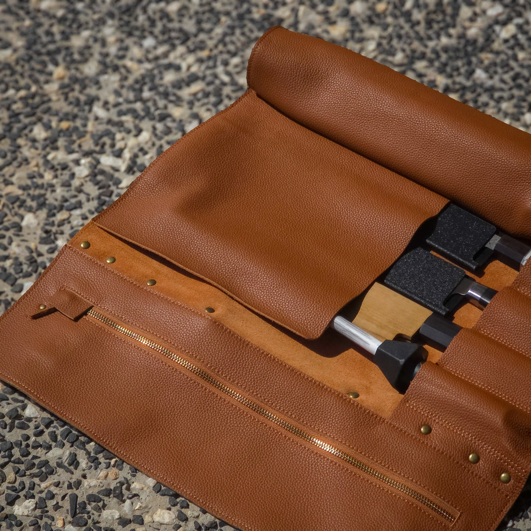 Leather Knife Roll Bag — 10 Pockets HEPHAIS