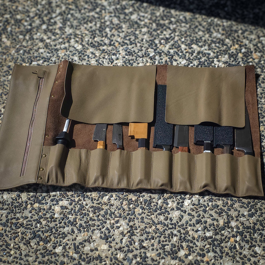 Leather Knife Roll Bag — 10 Pockets HEPHAIS