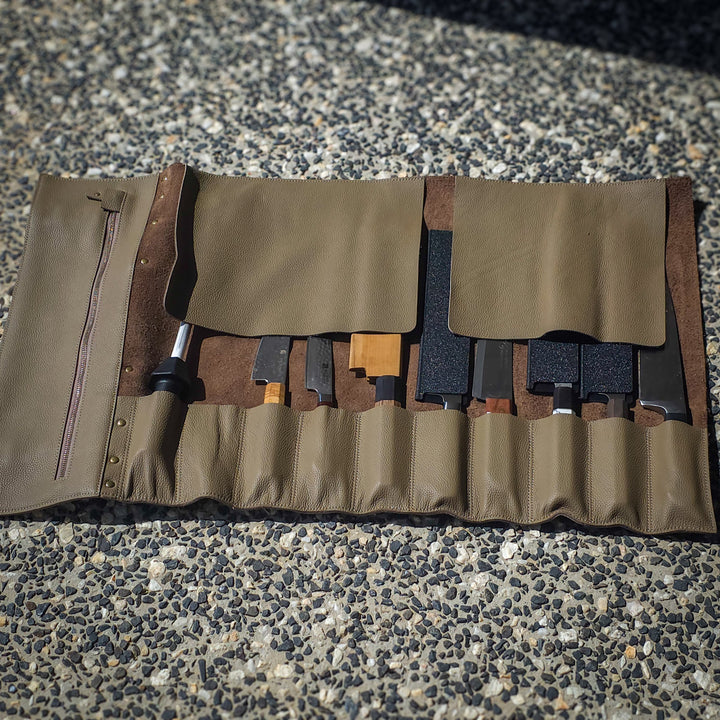 Leather Knife Roll Bag — 10 Pockets HEPHAIS