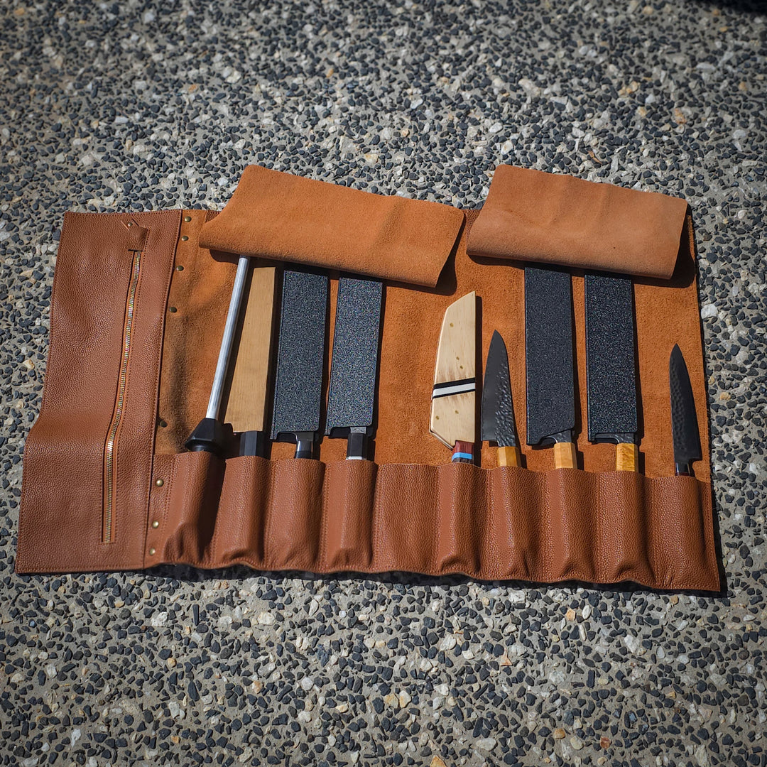 Leather Knife Roll Bag — 10 Pockets HEPHAIS