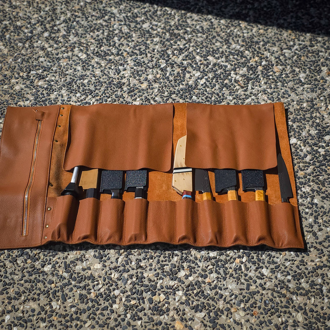 Leather Knife Roll Bag — 10 Pockets HEPHAIS