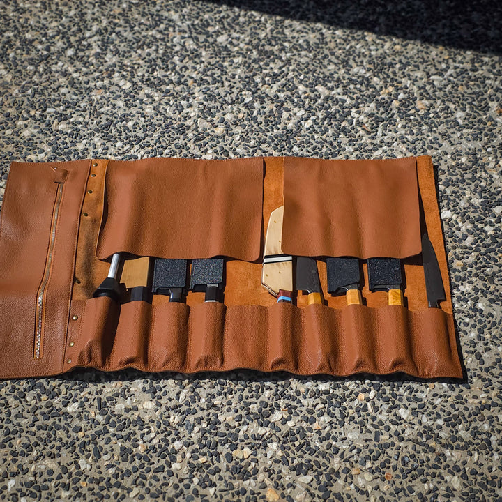 Leather Knife Roll Bag — 10 Pockets HEPHAIS
