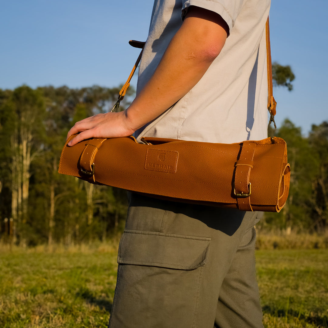Leather Knife Roll Bag — 10 Pockets HEPHAIS