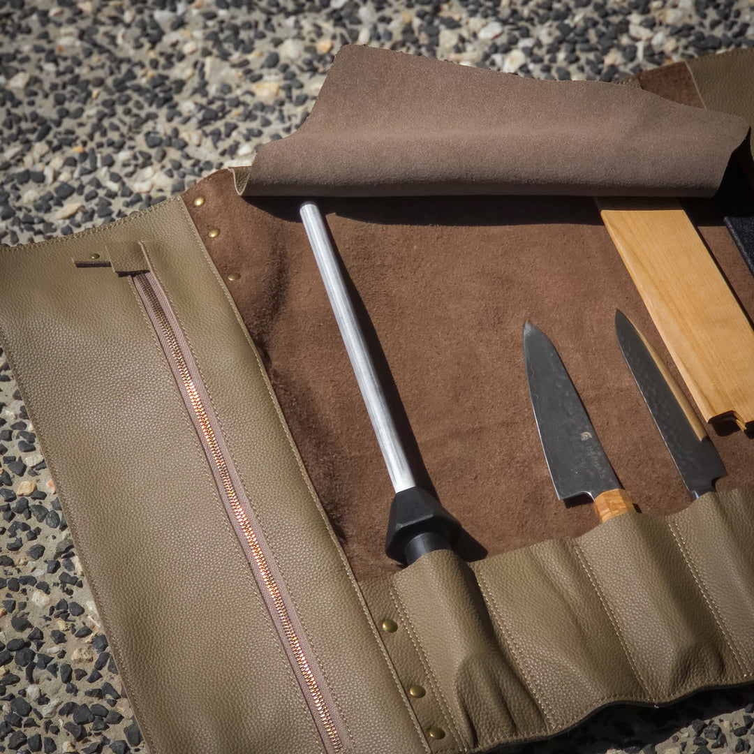 Leather Knife Roll Bag — 10 Pockets HEPHAIS