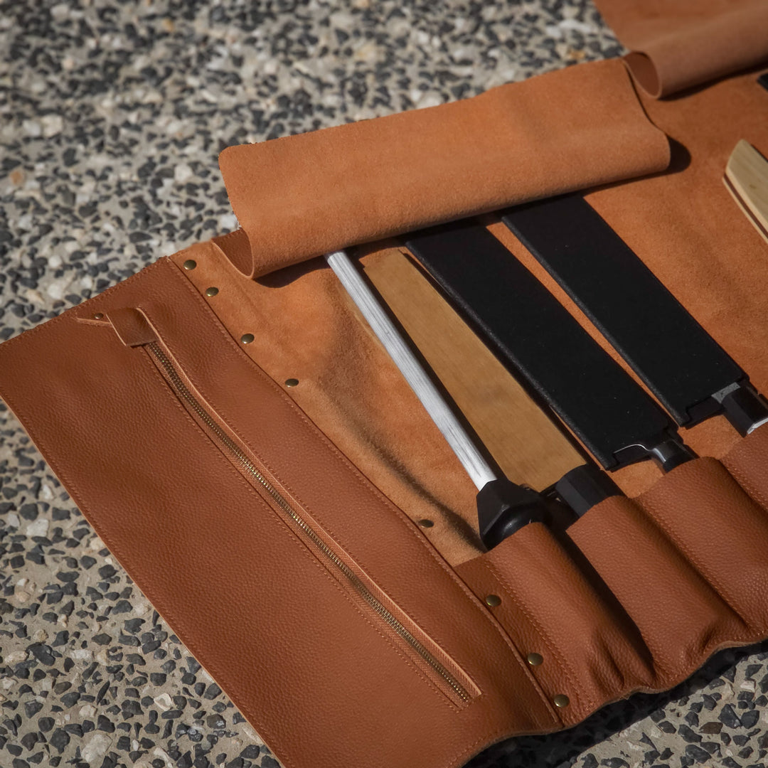 Leather Knife Roll Bag — 10 Pockets HEPHAIS