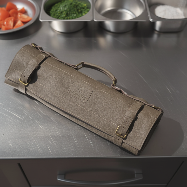 Leather Knife Roll Bag – 10 Pockets | Hephais