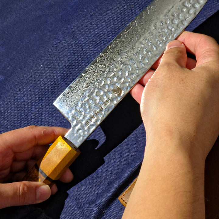 Chef knife with knife roll bag