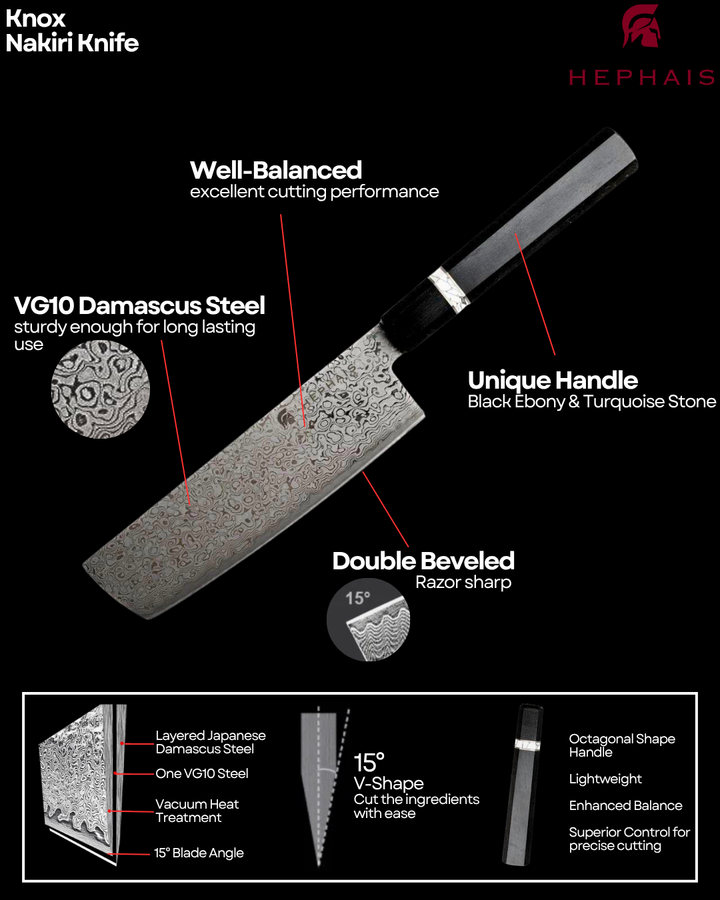 KNOX | Damascus Nakiri Knife