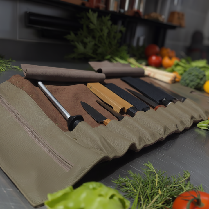 Premium Leather Knife Roll Bag HEPHAIS