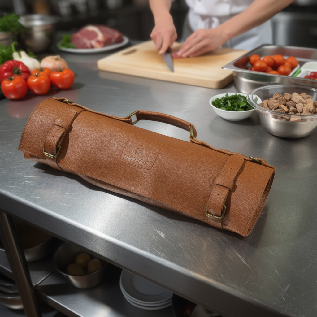 Premium Leather Knife Roll Bag HEPHAIS