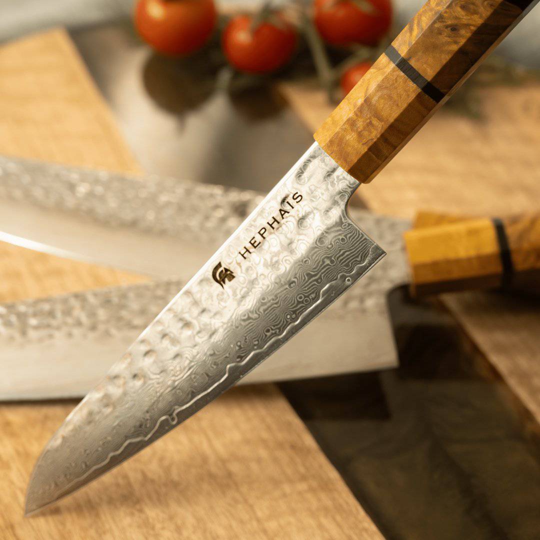 Kitchen Knives - Aurora Damascus Steel Petty Knife 160mm - HEPHAIS