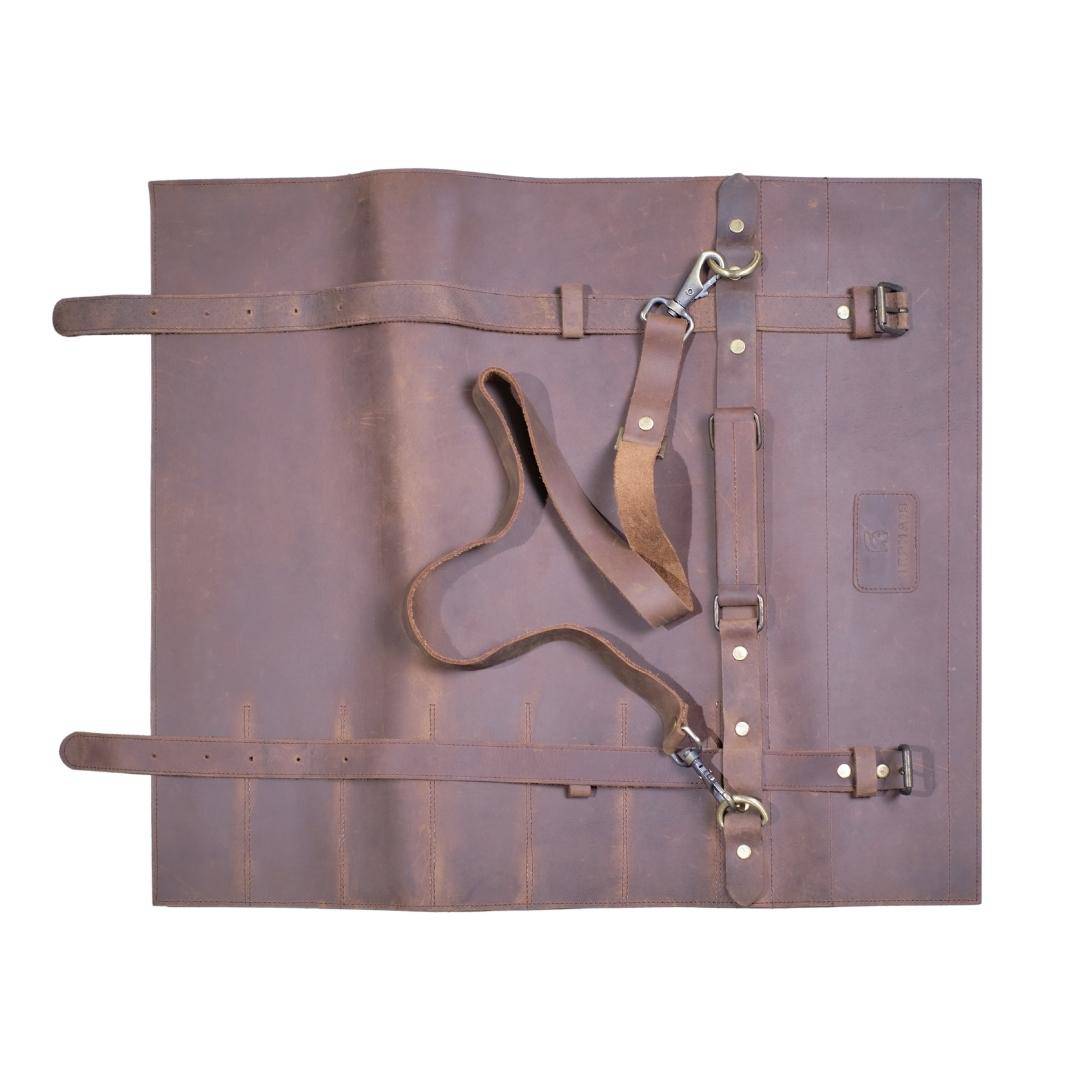 Knife Roll - Leather Knife Roll 6 Pockets  - Chef Bag - HEPHAIS