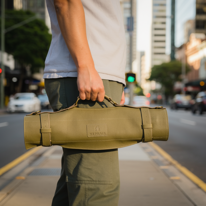 Premium Leather Knife Roll Bag HEPHAIS