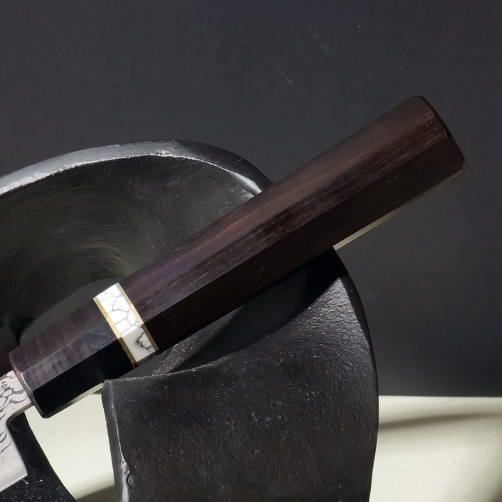 Close-up of Knox Nakiri Knife Ebony Handle and Matte Blade Finish